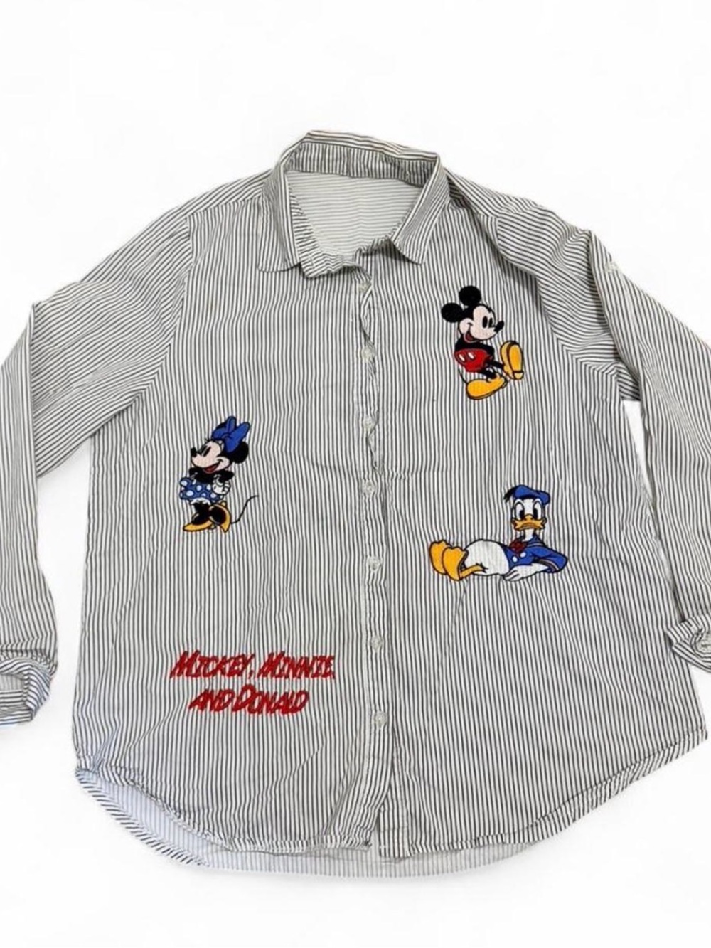 Vintage Disney Character Pinstripe Button-Up Shirt